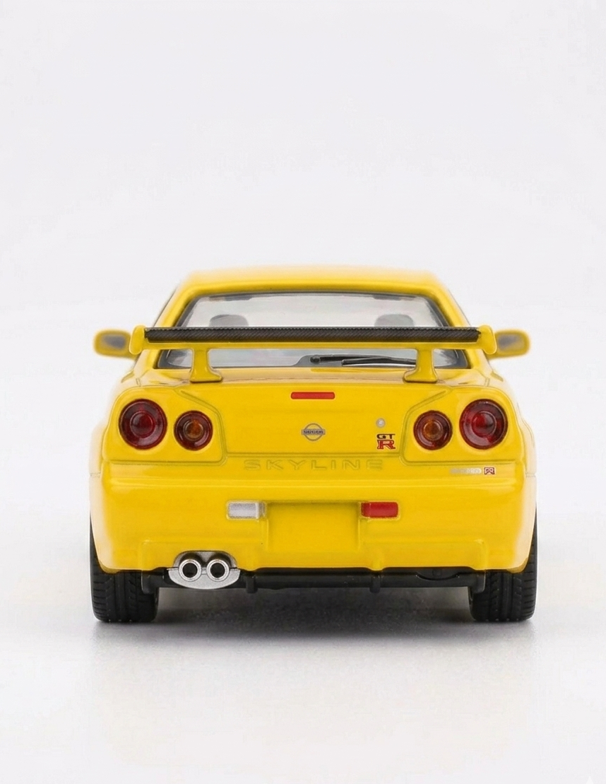 MINI GT Nissan Skyline GT-R R34 V-Spec Lightning Yellow Mijo Exclusive 1:64 762