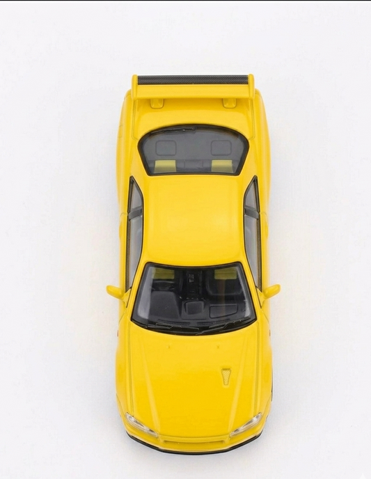 MINI GT Nissan Skyline GT-R R34 V-Spec Amarillo Relámpago Mijo Exclusivo 1:64 762