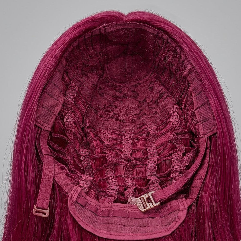 Rose Red 38-Inch Ultra-Long Straight Synthetic Wig – Glueless | Zebaish Wigs & Extension