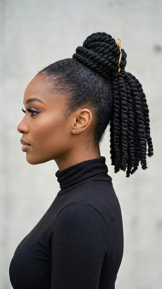 8" Ponytail Twist Crochet Hair Pre Looped Black with Curly Ends | Zebaish Wigs And Extensions