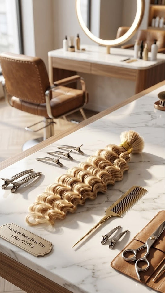 16-Inch Deep Wave Human Hair Bulk | Honey Blonde Mix (#27/613) | 2-Bundle Pack for Bohemian Braids & Knotless Styles | Zebaish Wigs & Extensions