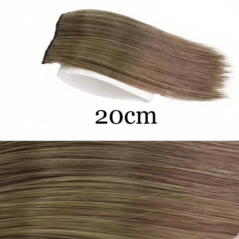 Brown hair extension with a white base, labeled '20cm', on a white background.
