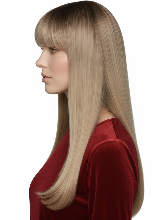 Beige Blonde Balayage 3 Clips Topper 20 Inches Long(7702) Hair Topper With 3 Clips, Volumizing Piece | Zebaish Wigs & Extensions