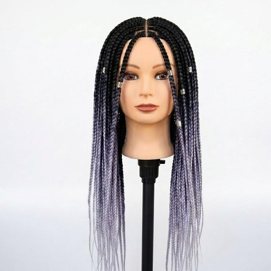 24'' Afro Twist Braid Black with Grey Ombre Synthetic Kanekalon Jumbo Braiding Extension Hair| Zebaish Wigs And Extensions