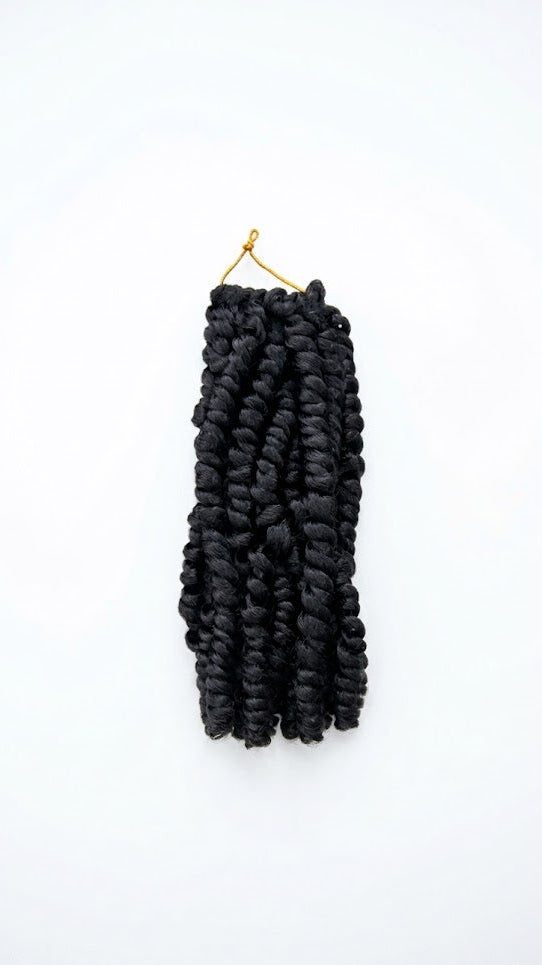 8" Ponytail Twist Crochet Hair Pre Looped Black with Curly Ends | Zebaish Wigs And Extensions