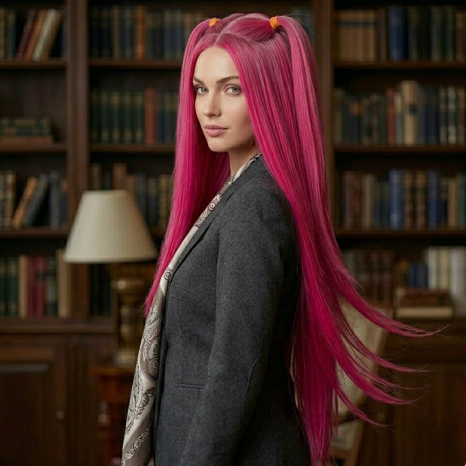 Rose Red 38-Inch Ultra-Long Straight Synthetic Wig – Glueless | Zebaish Wigs & Extension