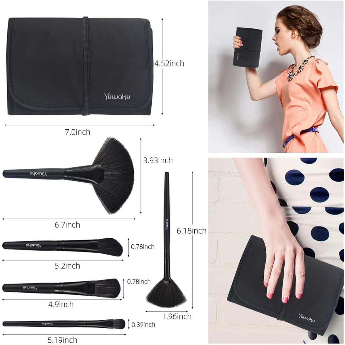 32-Piece Professional Makeup Brush Set with Travel Wrap Case – Black Foundation, Eyeshadow Tools | Zebaish Wigs And Extensions