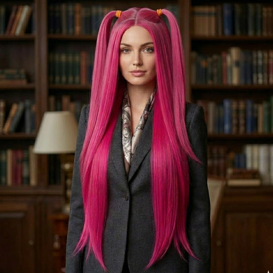 Rose Red 38-Inch Ultra-Long Straight Synthetic Wig – Glueless | Zebaish Wigs & Extension