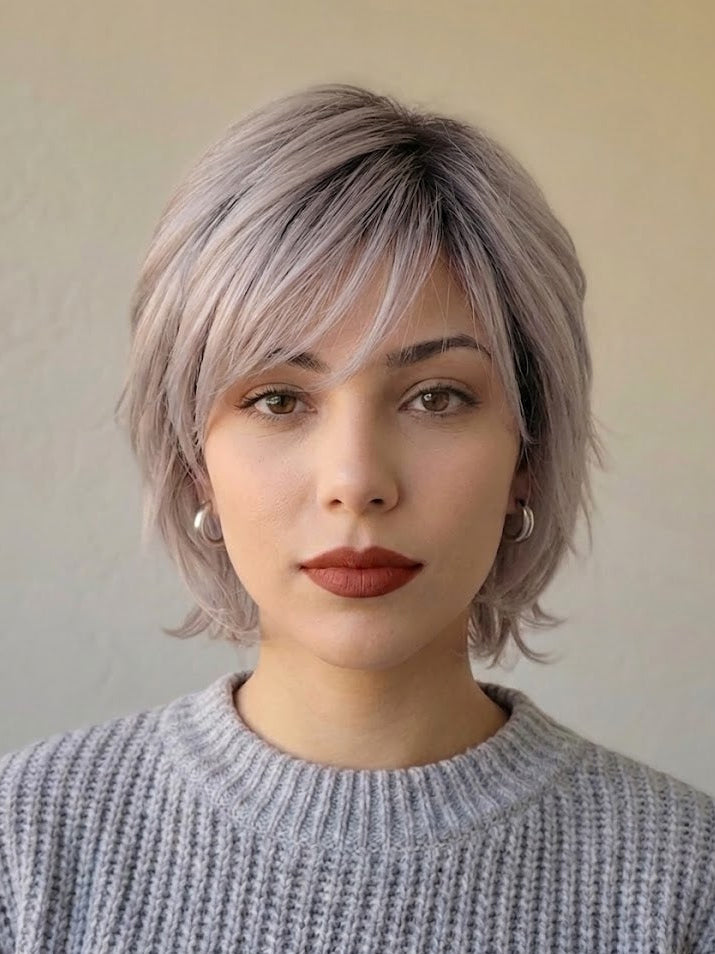 14" Dark Rooted Ash Blonde Short Curly Synthetic Wig – Easy Style Layered Hairstyle | Zebaish Wigs & Extensions