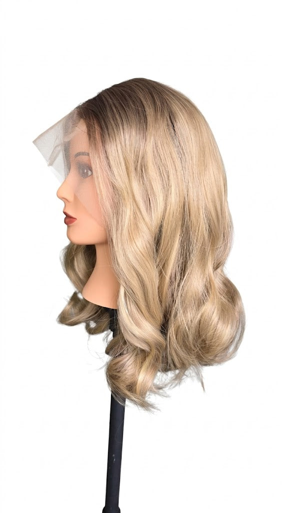 Champagne Blonde Ombre 13*4 Front Lace Wig 20" Long Synthetic Hair| Zebaish Wigs & Extensions