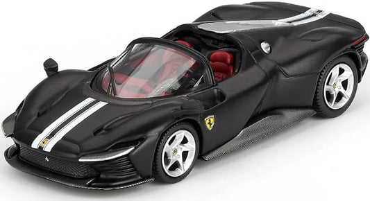 Ferrari Daytona SP3 Negro Mate con Rayas Blancas e Interior Rojo Fundición a Presión 1/64