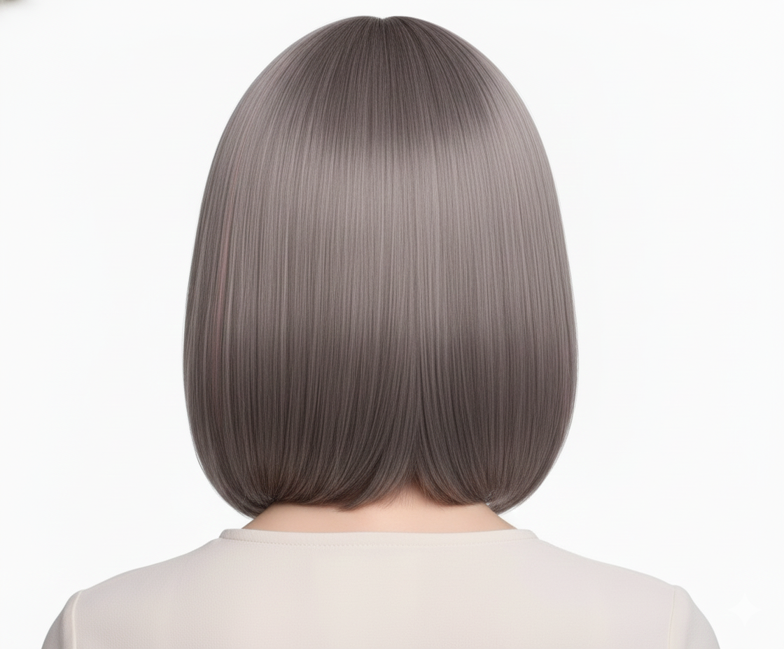 Platinum Blonde Wig with Dusty Pink Highlights 12" Long Synthetic Hair | Zebaish Wigs & Extensions