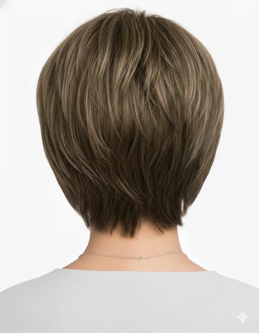 Zebaish Light Brown With Mixed Blonde Highlights Short Bob Wig with Bangs | Zebaish Wigs & Extensions