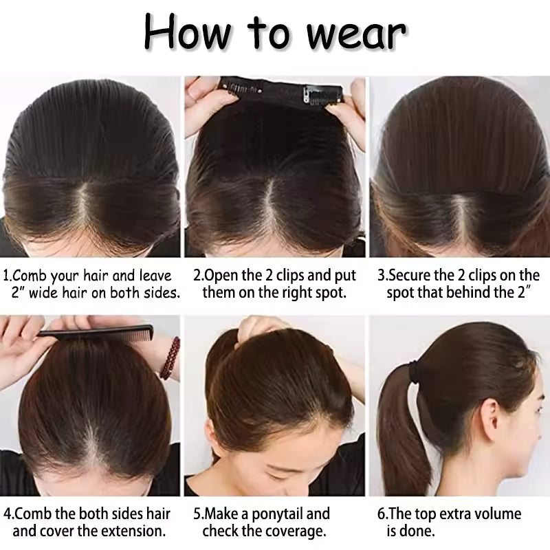 2 Clips Invisible Hair Pad 8 Inches long | Zebaish Wigs & Extensions