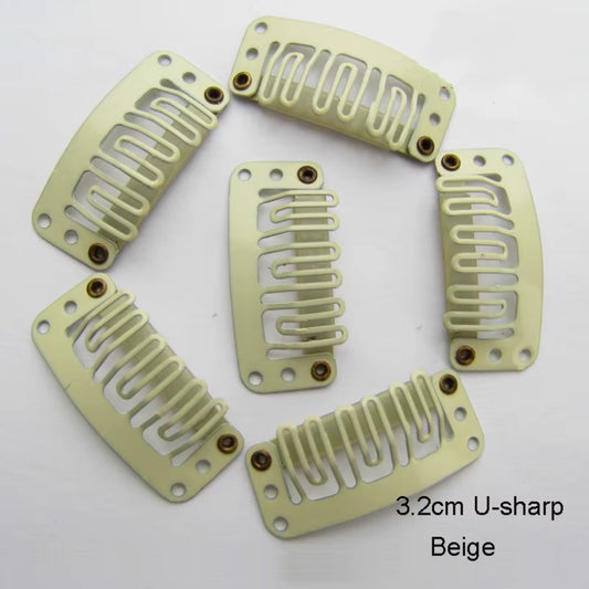 Zebaish U Shape Beige Metal Clips pack of 5 For Hair Extensions,Toppers And Wigs | Zebaish Wigs & Extensions