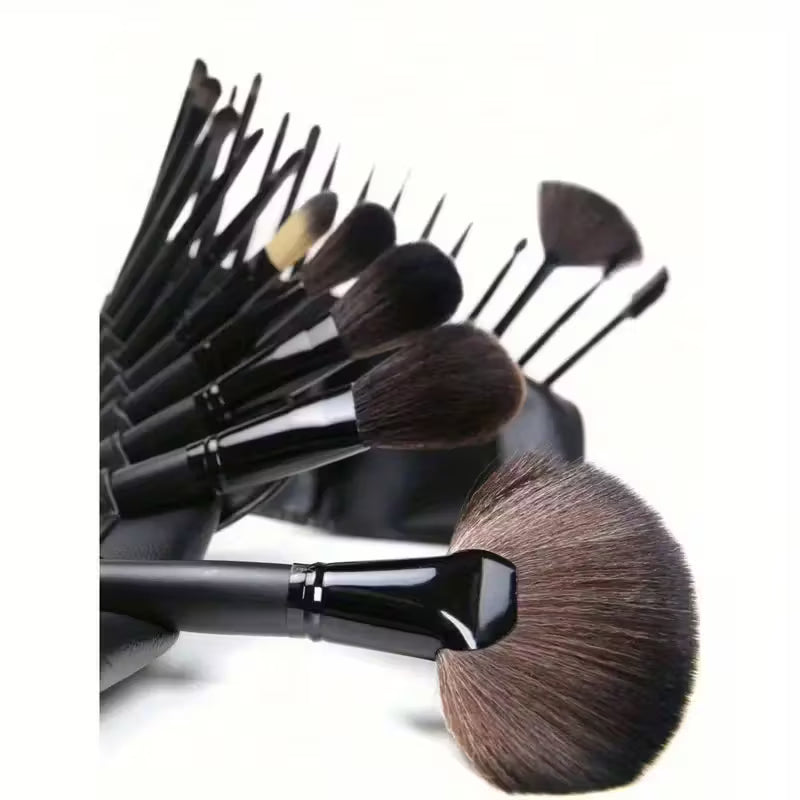 32-Piece Professional Makeup Brush Set with Travel Wrap Case – Black Foundation, Eyeshadow Tools | Zebaish Wigs And Extensions