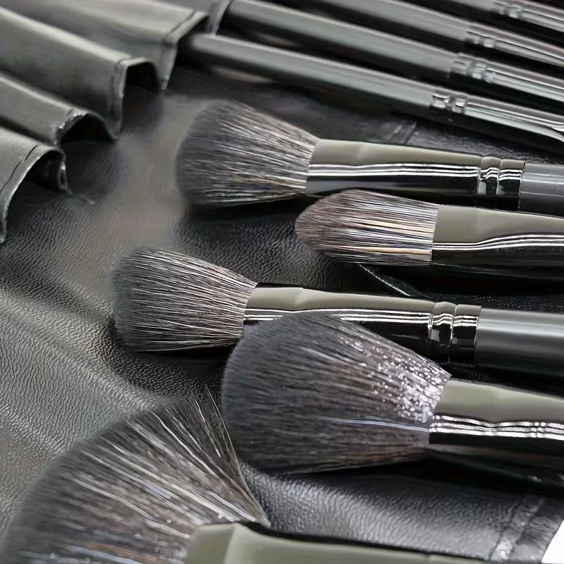 32-Piece Professional Makeup Brush Set with Travel Wrap Case – Black Foundation, Eyeshadow Tools | Zebaish Wigs And Extensions