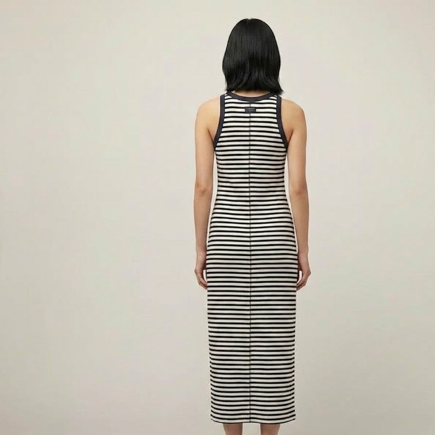 Tilley Coastal Rib-Knit High-Neck Tank Dress (Size M)