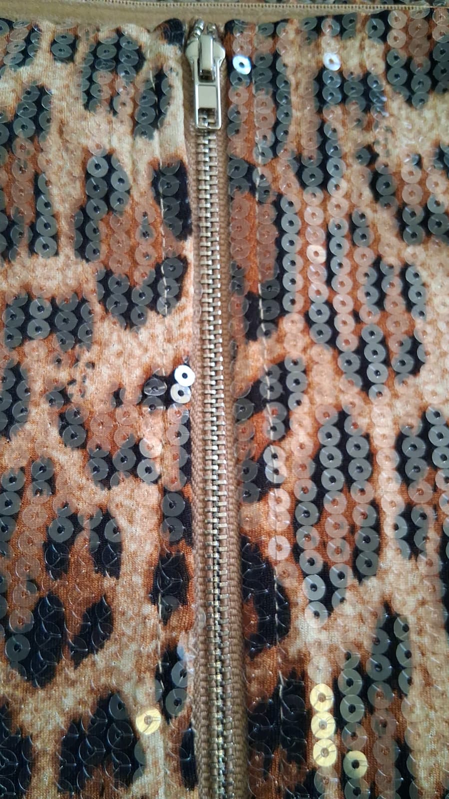 Sequin Cheetah Tube Top - Shimmering Leopard Print Strapless Bodice Size Medium