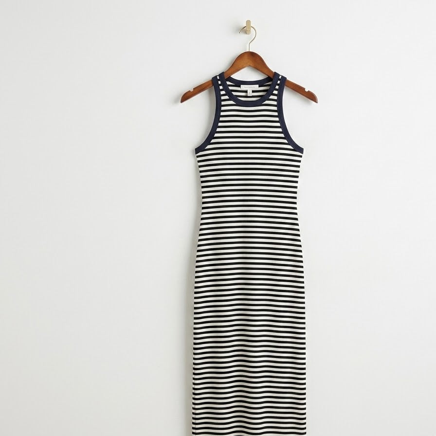 Tilley Coastal Rib-Knit High-Neck Tank Dress (Size M)