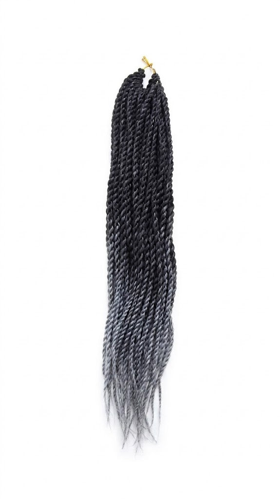 Ponytail Twist Crochet Hair Pre Looped Black To Grey Ombre with Curly Ends | Zebaish Wigs And Extensions