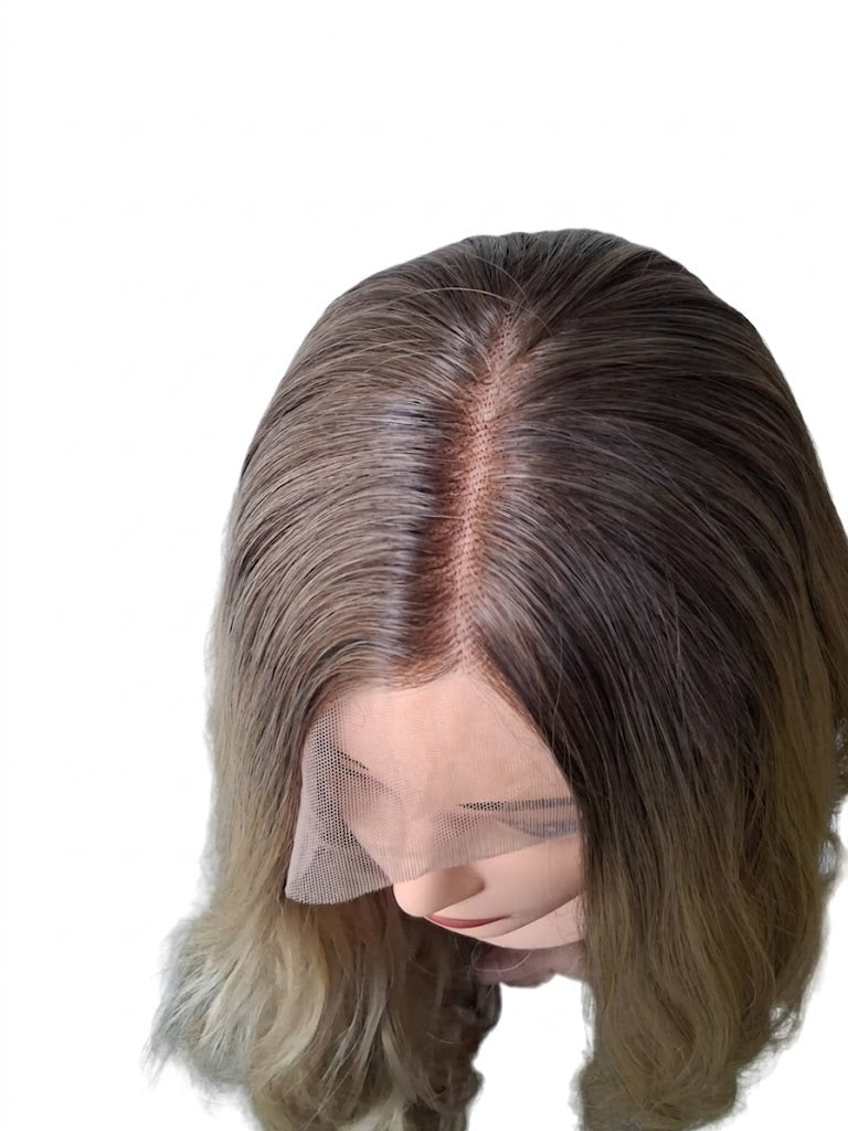 Balayage Ash Blonde Ombre Wig, 28" Soft Waves Synthetic Lace Frontal| Zebaish Wigs & Extensions