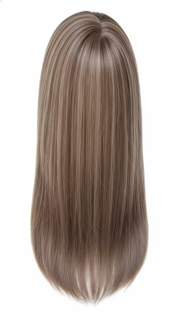 Zebaish Caramel Brown With Golden Highlights Hair Topper With  3 Clips, Volumizing Piece | Zebaish Wigs & Extensions