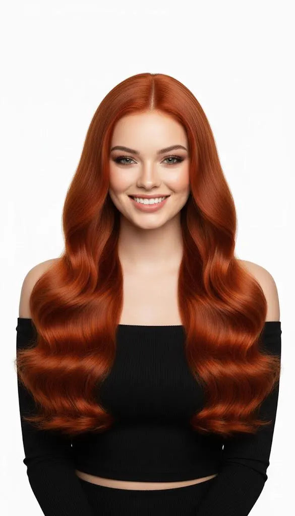 Fiery Copper 24" Long Wavy Hair Extension Synthetic Hair | Zebaish Wigs & Extension