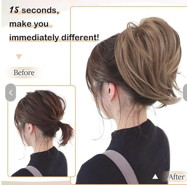 Messy Chignon Ashy Blonde Color Hair Extension, 8-Inch Synthetic Fiber Updo, Volume Scrunchie With elastic band | Zebaish Wigs And Extension