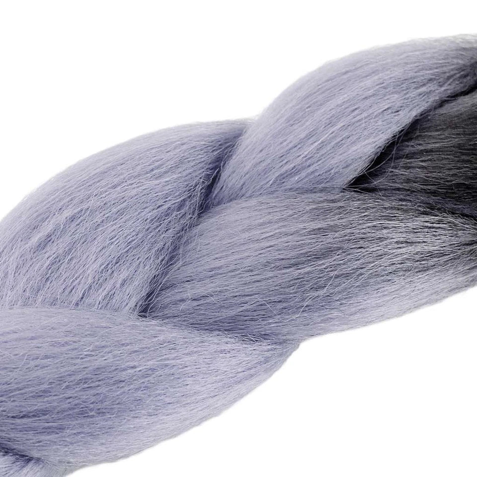 24'' Afro Twist Braid Black with Grey Ombre Synthetic Kanekalon Jumbo Braiding Extension Hair| Zebaish Wigs And Extensions