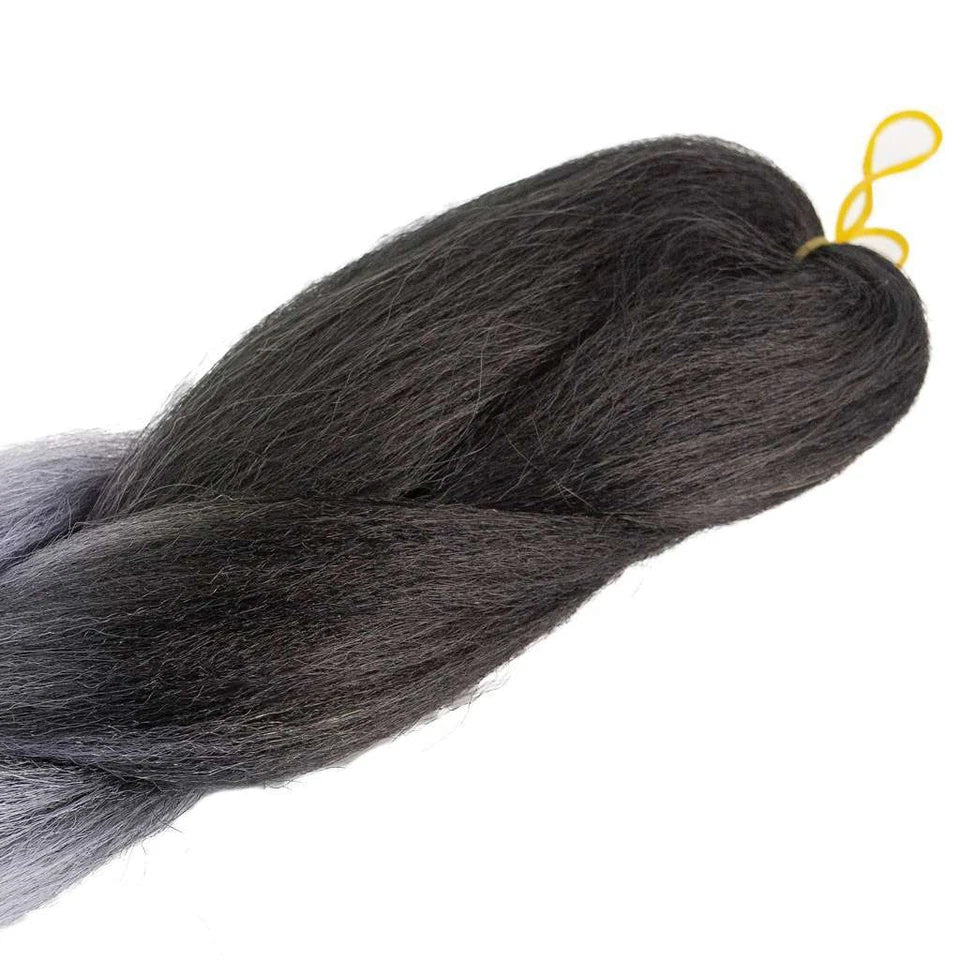 24'' Afro Twist Braid Black with Grey Ombre Synthetic Kanekalon Jumbo Braiding Extension Hair| Zebaish Wigs And Extensions