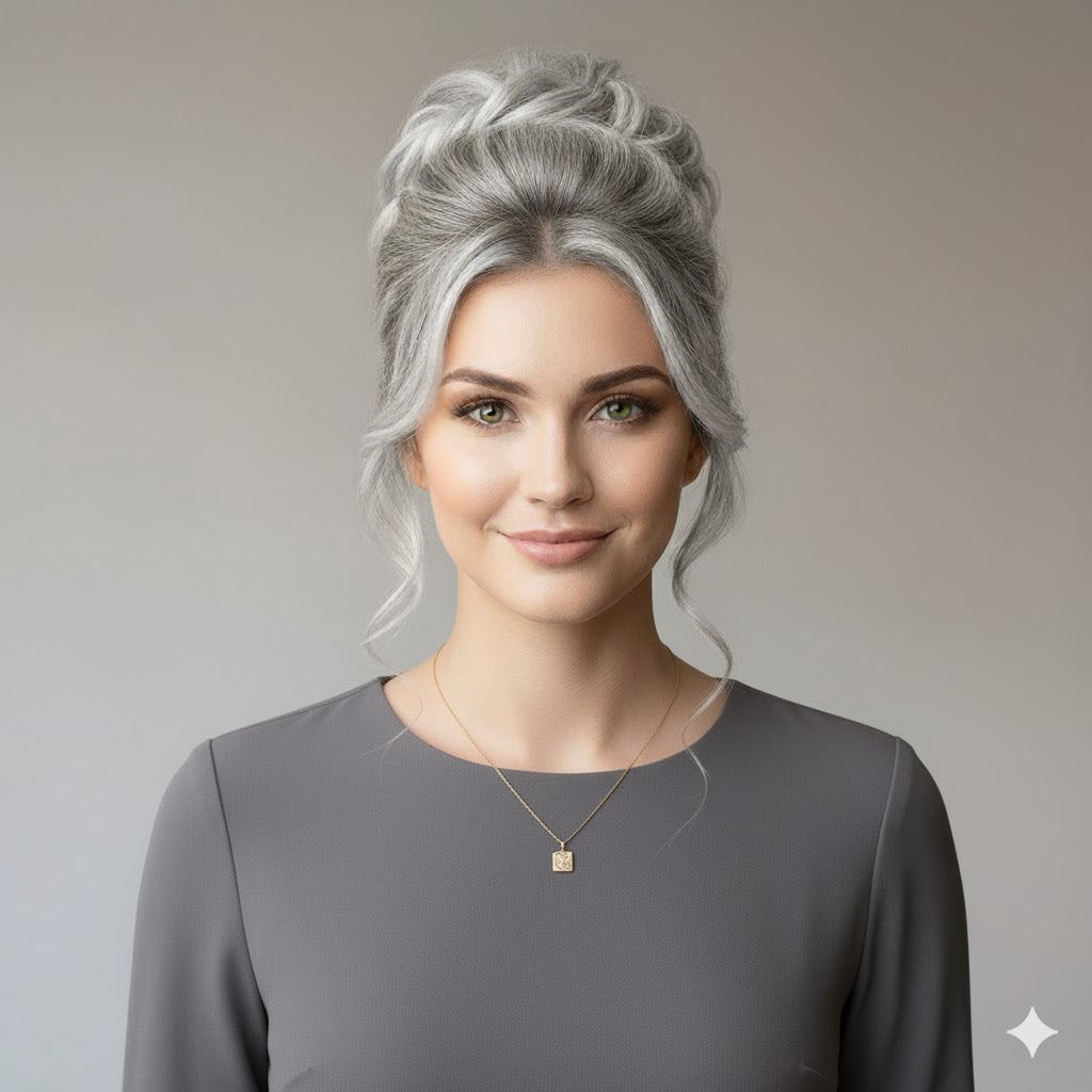 Silver Grey Messy Srunchy Bun Hair Piece for Thin Hair Women Synthetic Chignon | Zebaish Wigs and Extensions