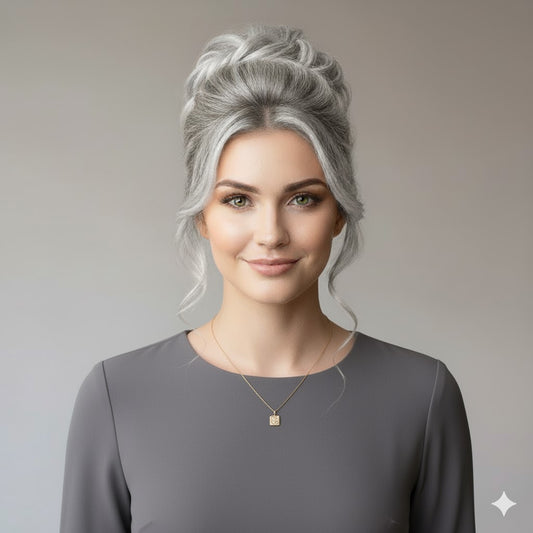 Silver Grey Messy Srunchy Bun Hair Piece for Thin Hair Women Synthetic Chignon | Zebaish Wigs and Extensions