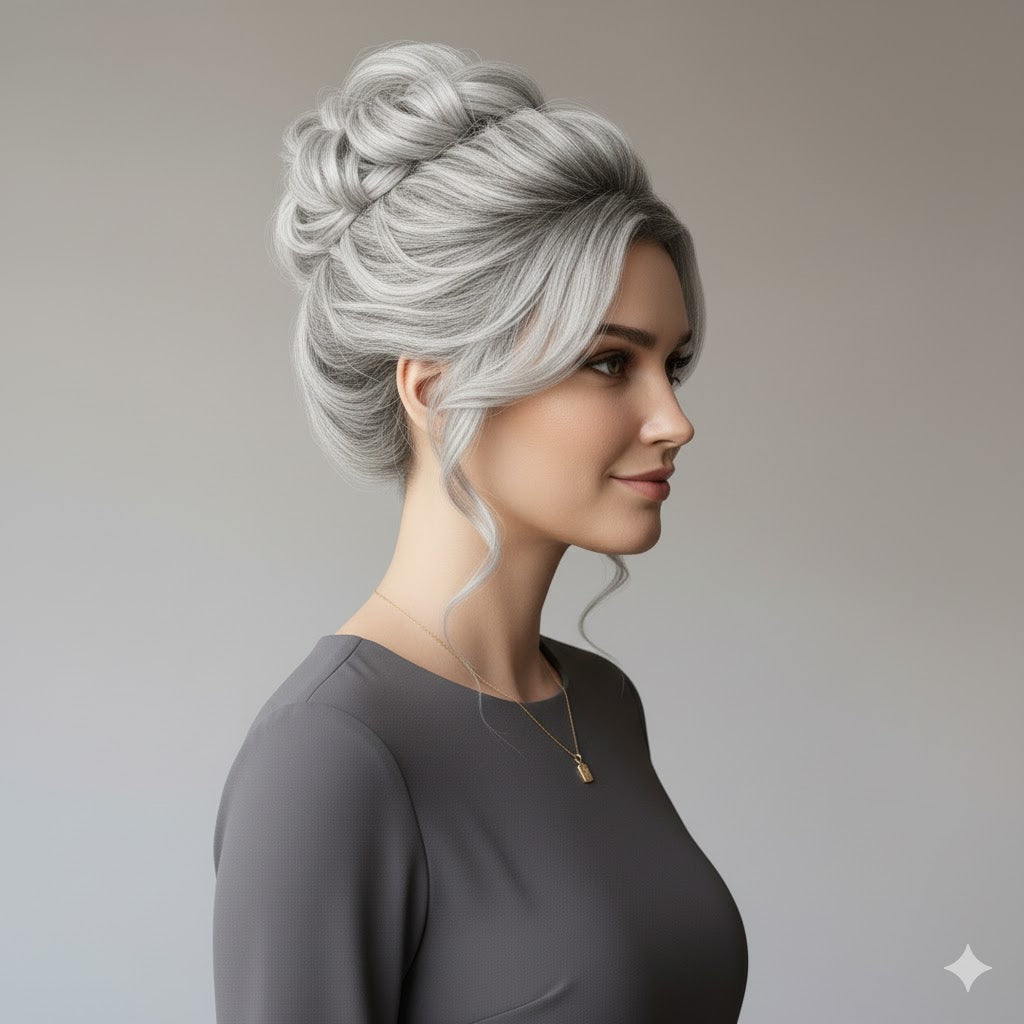 Silver Grey Messy Srunchy Bun Hair Piece for Thin Hair Women Synthetic Chignon | Zebaish Wigs & Extensions