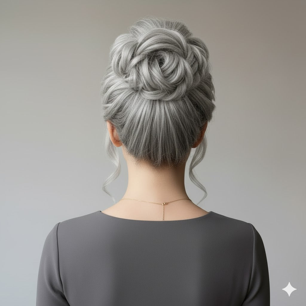Silver Grey Messy Srunchy Bun Hair Piece for Thin Hair Women Synthetic Chignon | Zebaish Wigs & Extensions