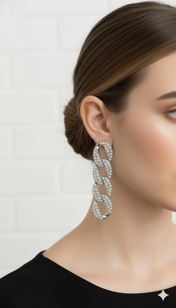 Rhinestone Chandelier Tassel Earring With Crystals | Zebaish Wigs and Extensions