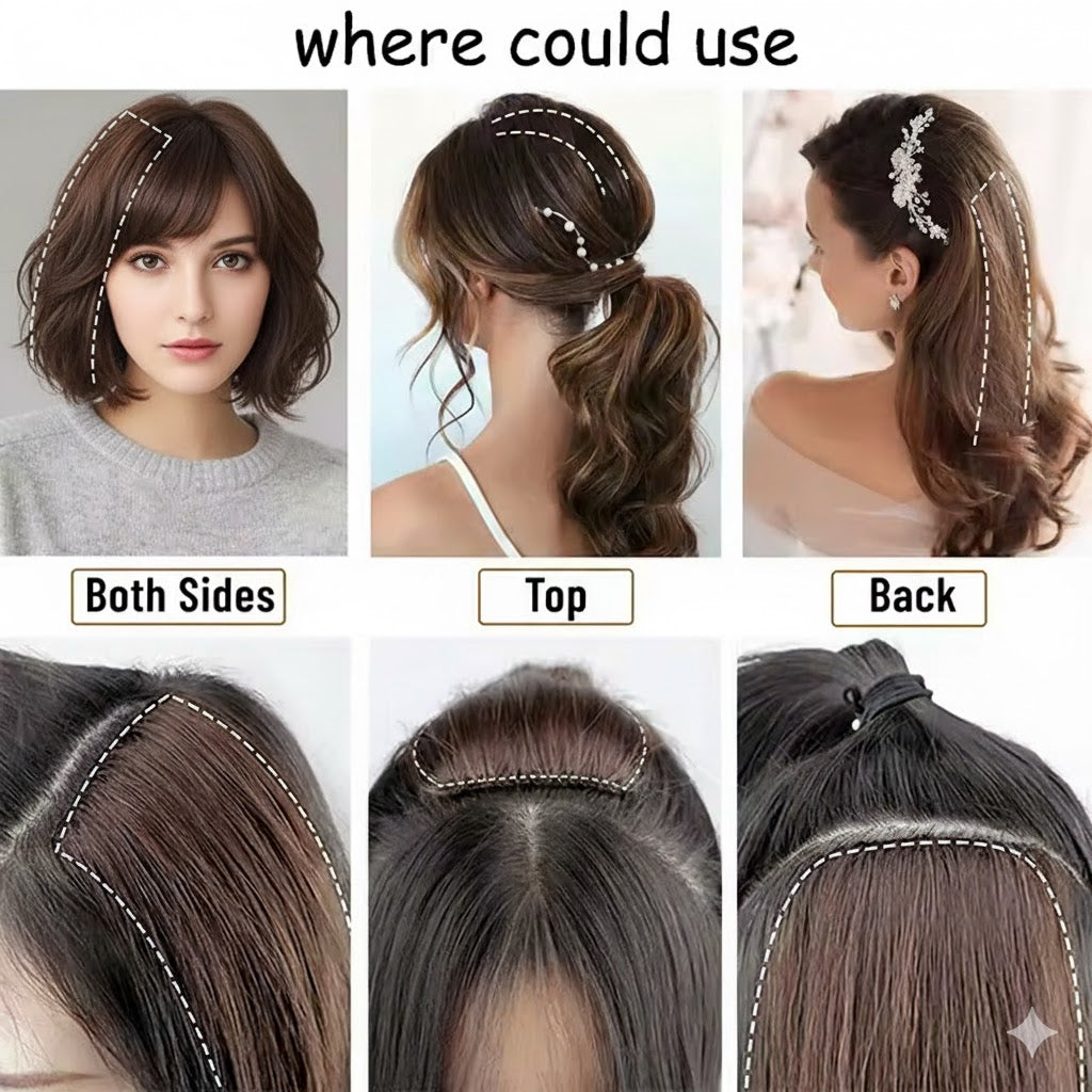 2 Clips Invisible Hair Pad 8 Inches long | Zebaish Wigs & Extensions