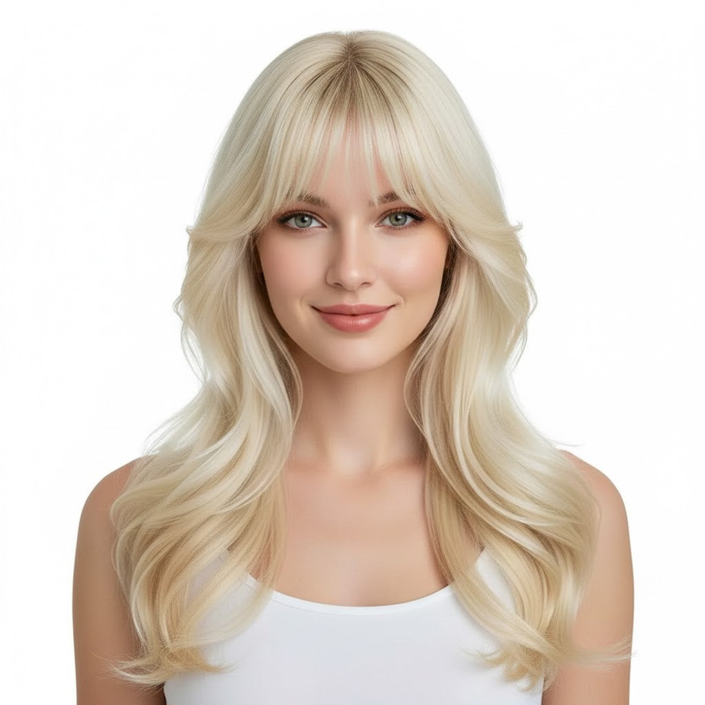 Bleach Blonde Hair 20" Long Topper With  3 Clips, Volumizing Piece | Zebaish Wigs & Extensions