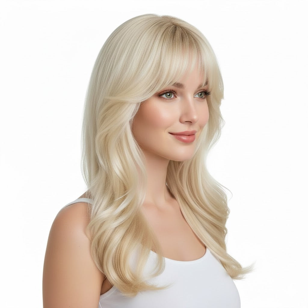 Bleach Blonde Hair 20" Long Topper With  3 Clips, Volumizing Piece | Zebaish Wigs & Extensions