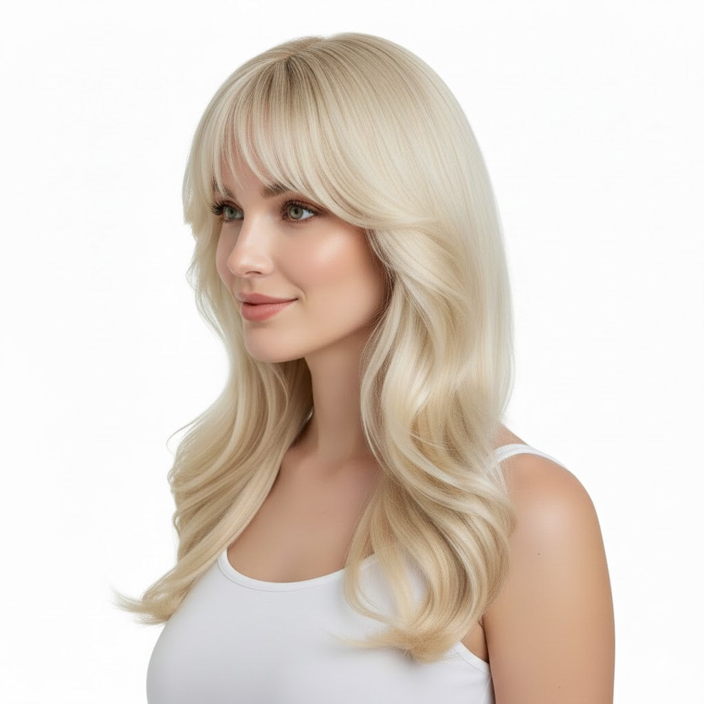 Bleach Blonde Hair 20" Long Topper With  3 Clips, Volumizing Piece | Zebaish Wigs & Extensions