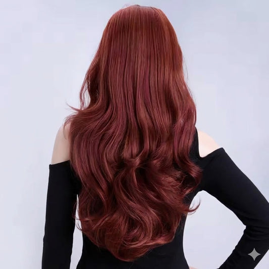 Auburn 3/4 Half Head Wig 26" Long  Synthetic Hair, Volumizing Piece | Zebaish Wigs & Extensions