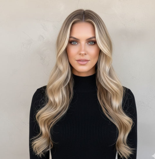 Halo Hair Extensions 24 Inch Synthetic - Long Wavy Dirty Blonde | Zebaish Wigs & Extensions