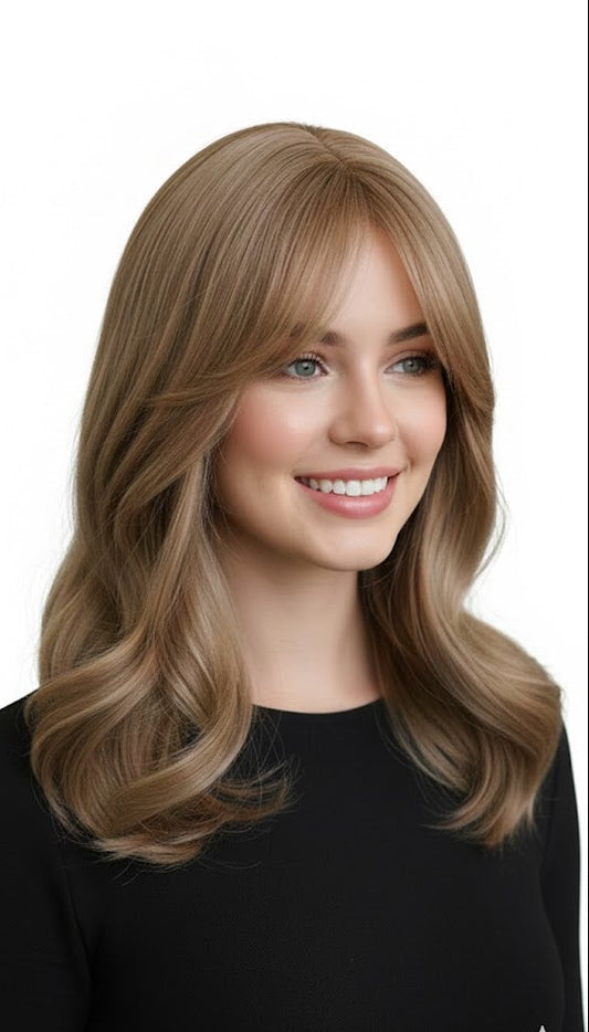 Honey Blonde 16" Long Bob Wavy Wig For Women Synthetic Hair | Zebaish Wigs & Extensions