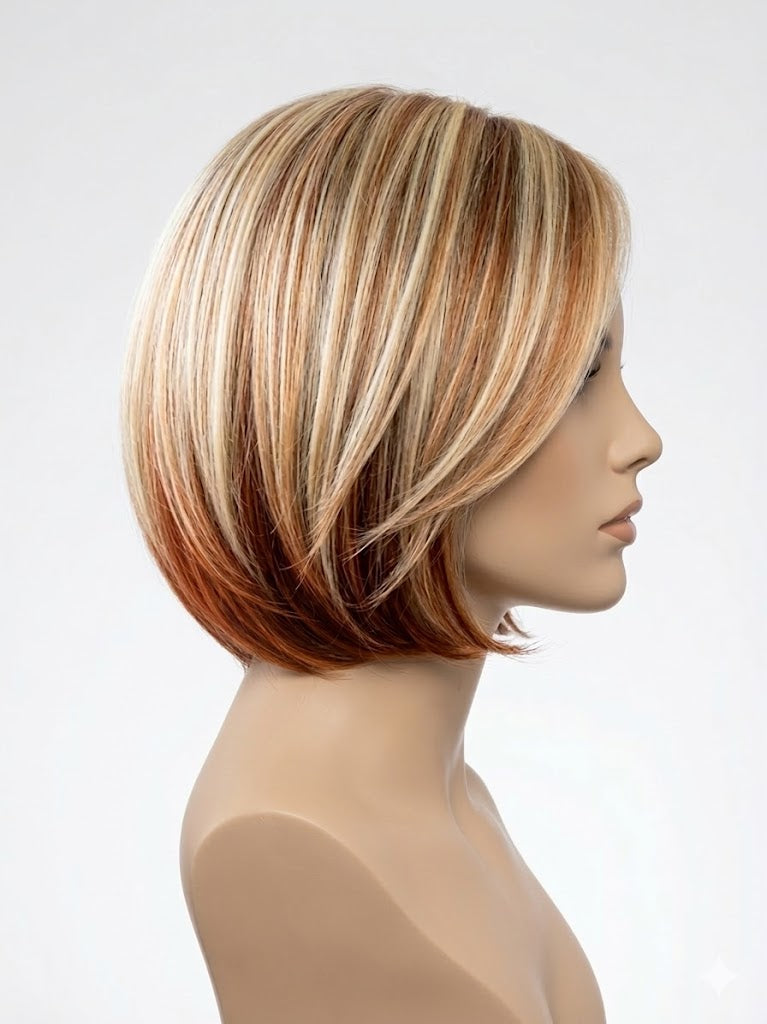 12" Hand-Tied Shadow Root Bob Honey Brown Wig with Ash Blonde Tones | Zebaish Wigs & Extensions
