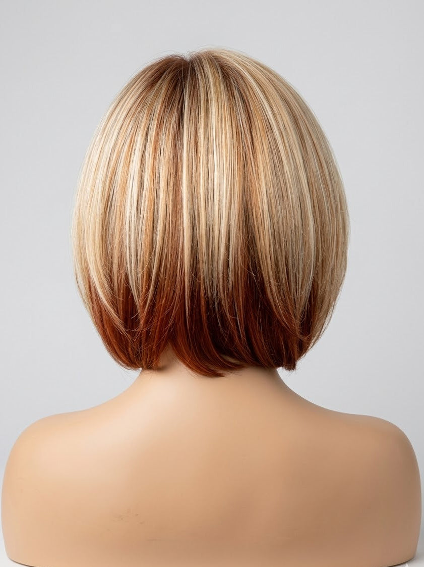 12" Hand-Tied Shadow Root Bob Honey Brown Wig with Ash Blonde Tones | Zebaish Wigs & Extensions