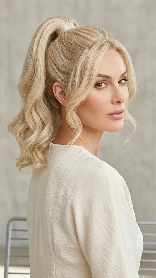 Ponytail Extension 14" Bleach Blonde Long Body Wave Hairpiece for Women | Zebaish Wigs And Extensions