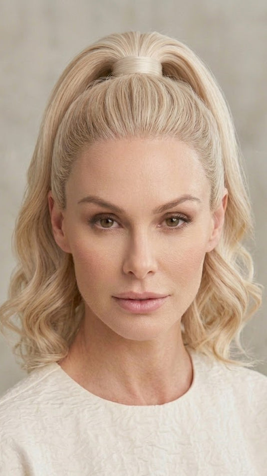 Ponytail Extension 14" Bleach Blonde Long Body Wave Hairpiece for Women | Zebaish Wigs And Extensions