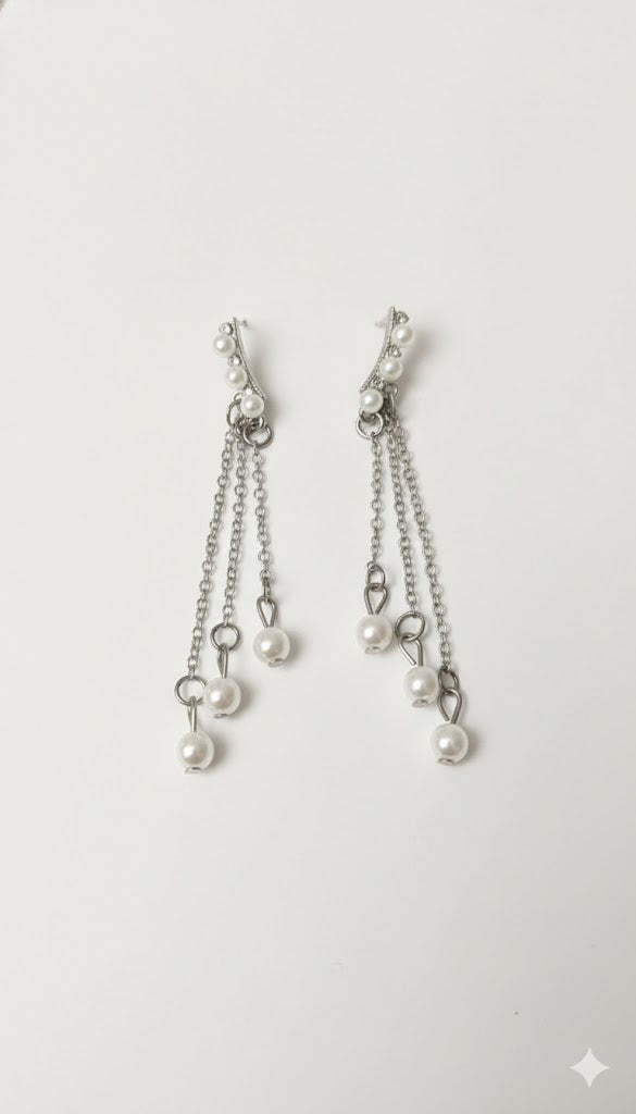 Drop Earings Long Chain With Pearls | Zebaish Wigs & Extensions