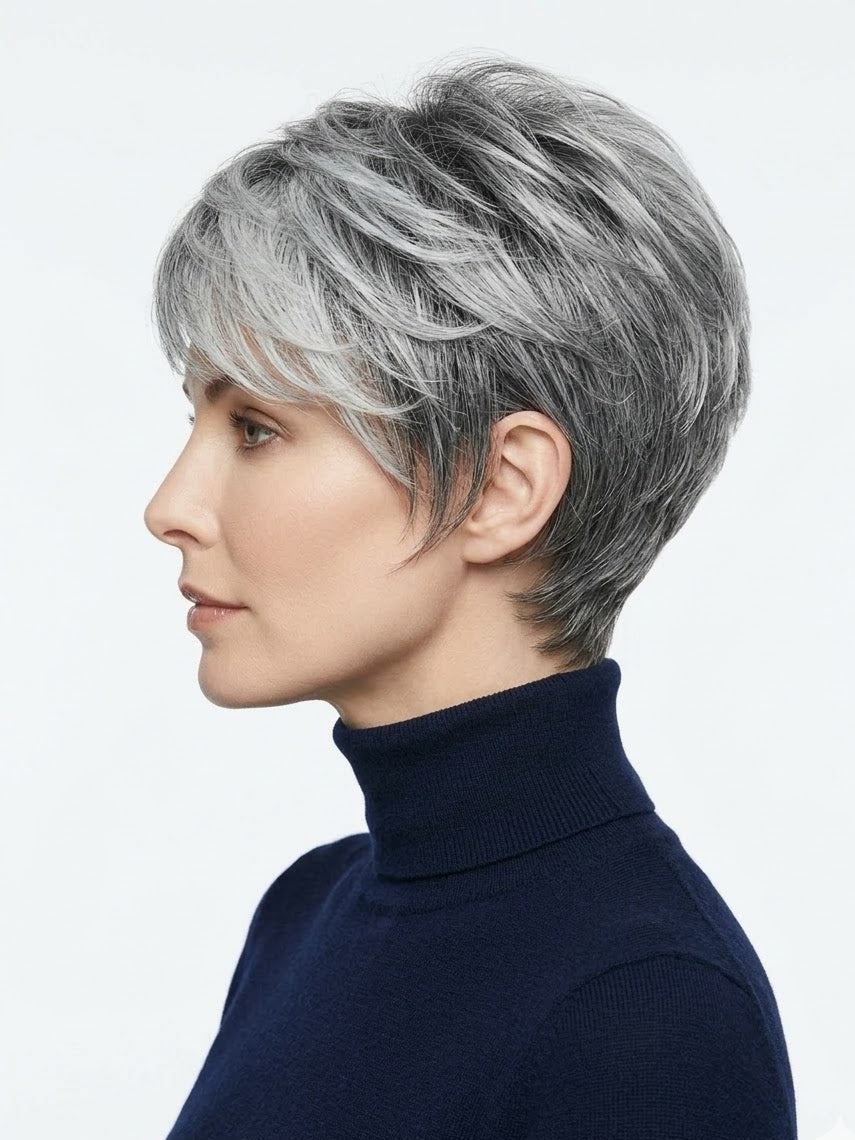 Zebaish Short Silver And Grey Wig With Bangs | Zebaish Wigs & Extensions