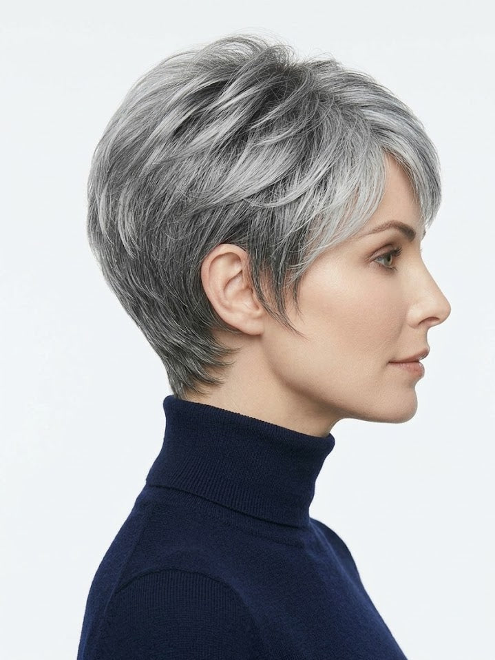 Zebaish Short Silver And Grey Wig With Bangs | Zebaish Wigs & Extensions